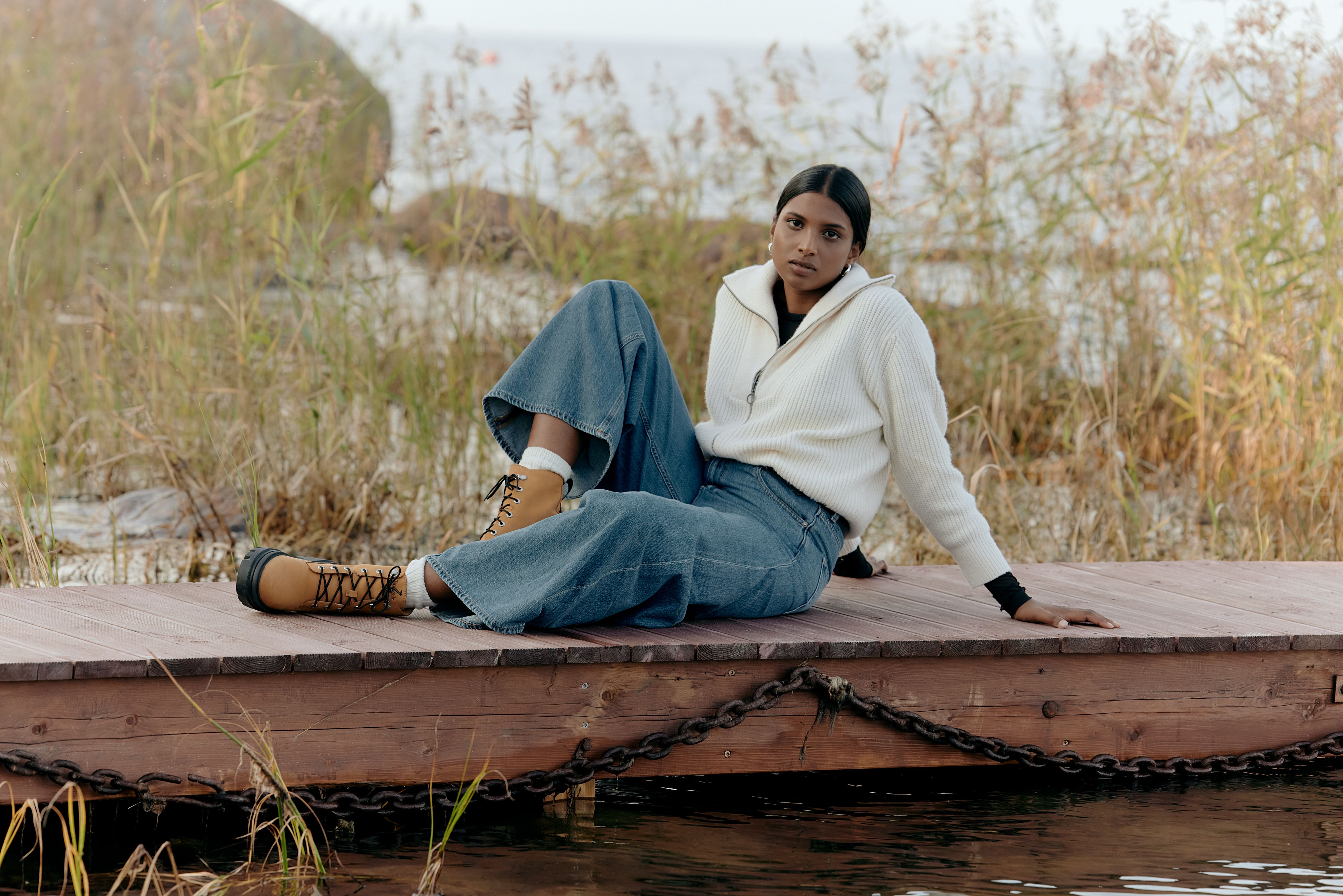 Woman wearing a new stylish outfit